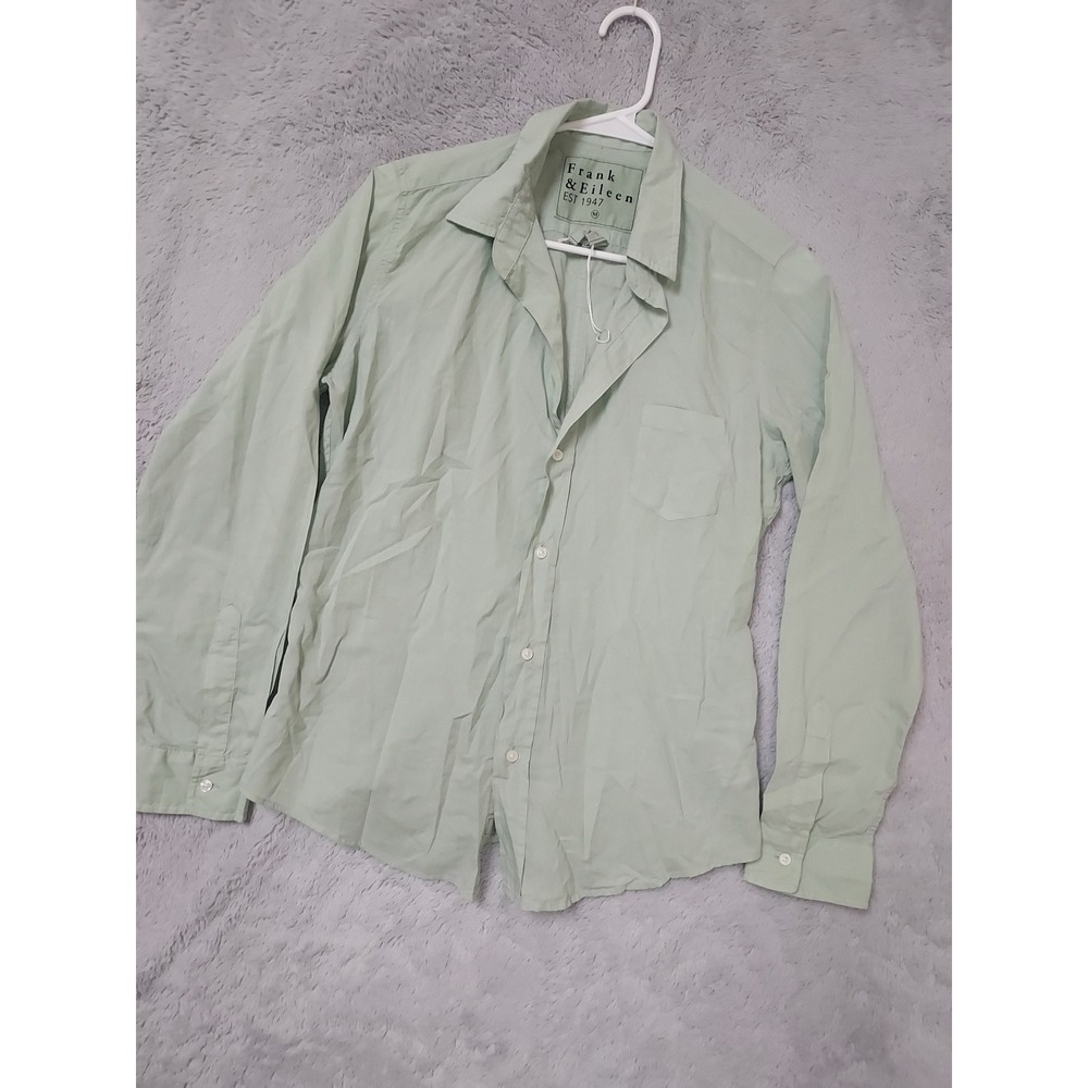 Frank & Eileen Shirt Womens Medium Barry Cotton Button Up Mint Green Lightweight